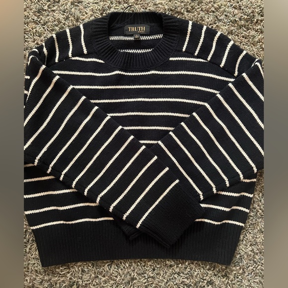 Truth By Republic Sweaters - Navy & White Striped Sweater